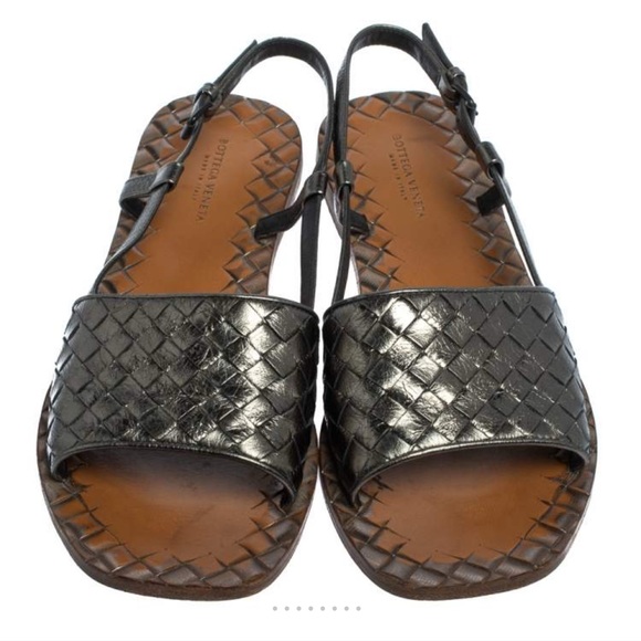 Bottega Veneta Metallic Woven Sandals Sz 40 US 9.5